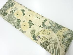 アンティーク　花鳥模様織出し半幅帯（材料）